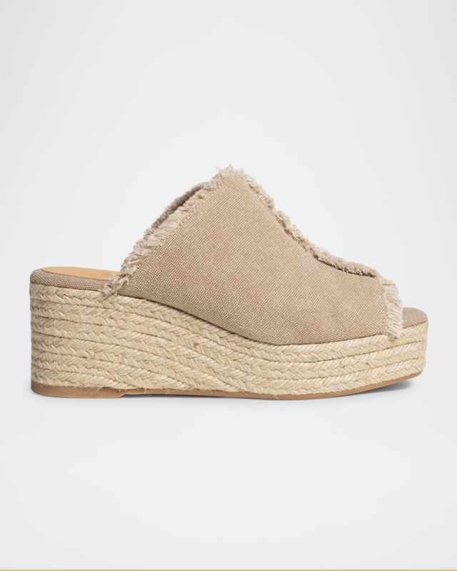 Queral Frayed Canvas Wedge Espadrille Mules